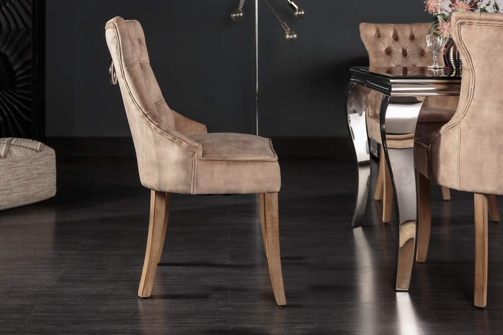 Edler Stuhl MODAN light-brown Samt mit Komfortgriff