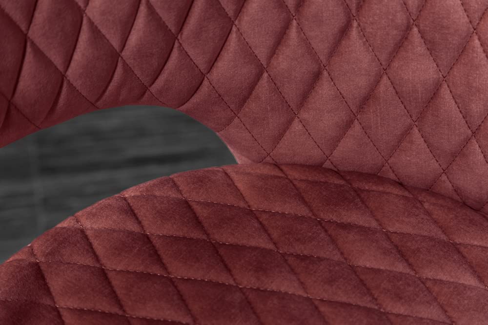 Design Stuhl FRANCE Samt rot Ziersteppung Armlehnen