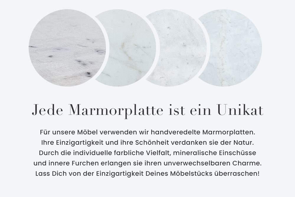 Exklusiver Couchtisch BIJOUX ca.70cm weiss Marmor