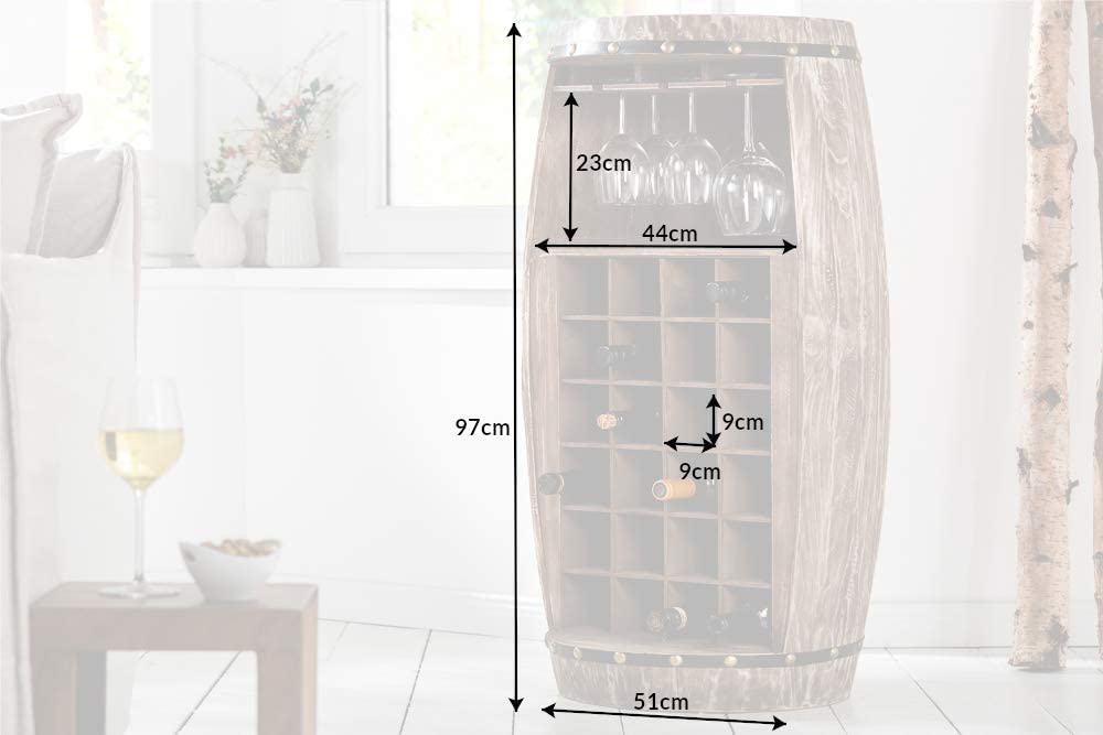 Flaschenregal BOTELLA 97cm natur Weinfass Pienienholz