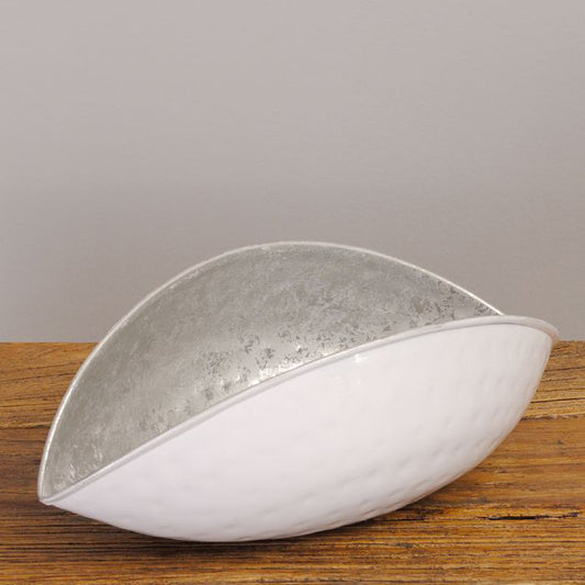 Dekoschale JANDRA ca. L35cm Weiß Silber