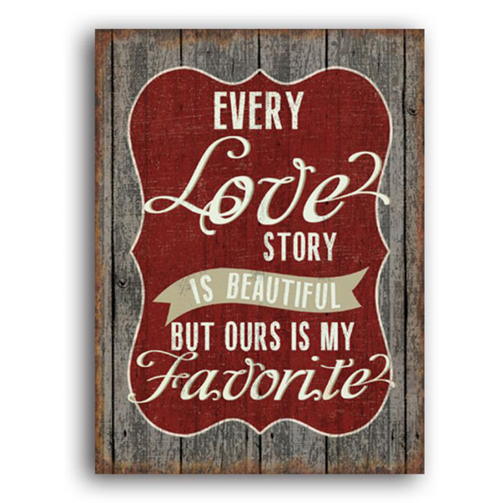Metallschild / Wandbild zum Hängen FAVORITE LOVE STORY 35x26cm