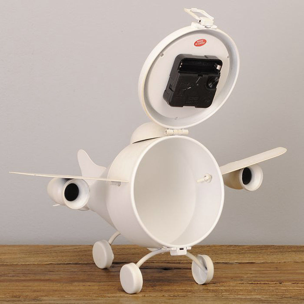 Vintage Tischuhr AIRCRAFT aus Metall im Retro-Design