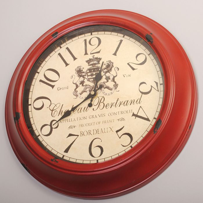 Wanduhr ANTIK im Vintage-Design rot