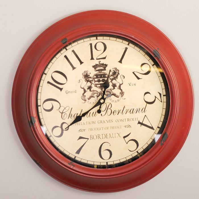 Wanduhr ANTIK im Vintage-Design rot