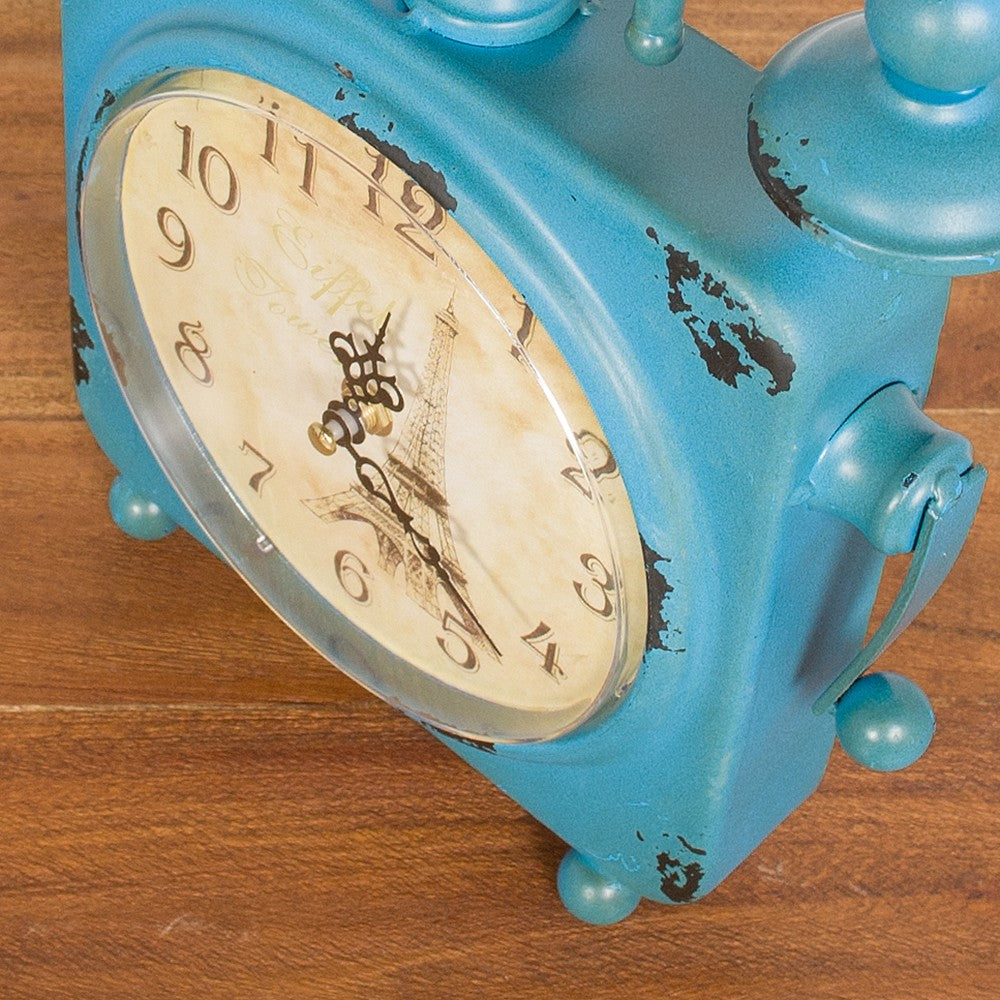 Vintage Tischuhr PHONE aus Metall im Retro-Design
