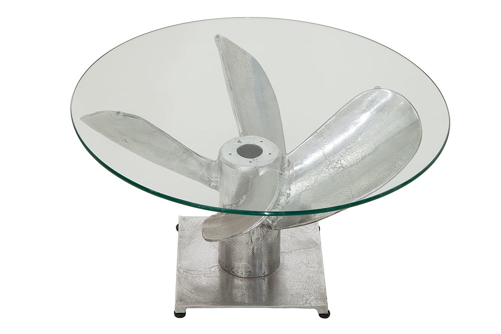 Design Couchtisch ELICA 60cm silber Aluminium Schiffsschraube Maritim