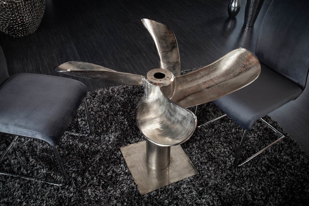 Design Esstisch ELICA 100cm silber-antik Aluminium Maritim