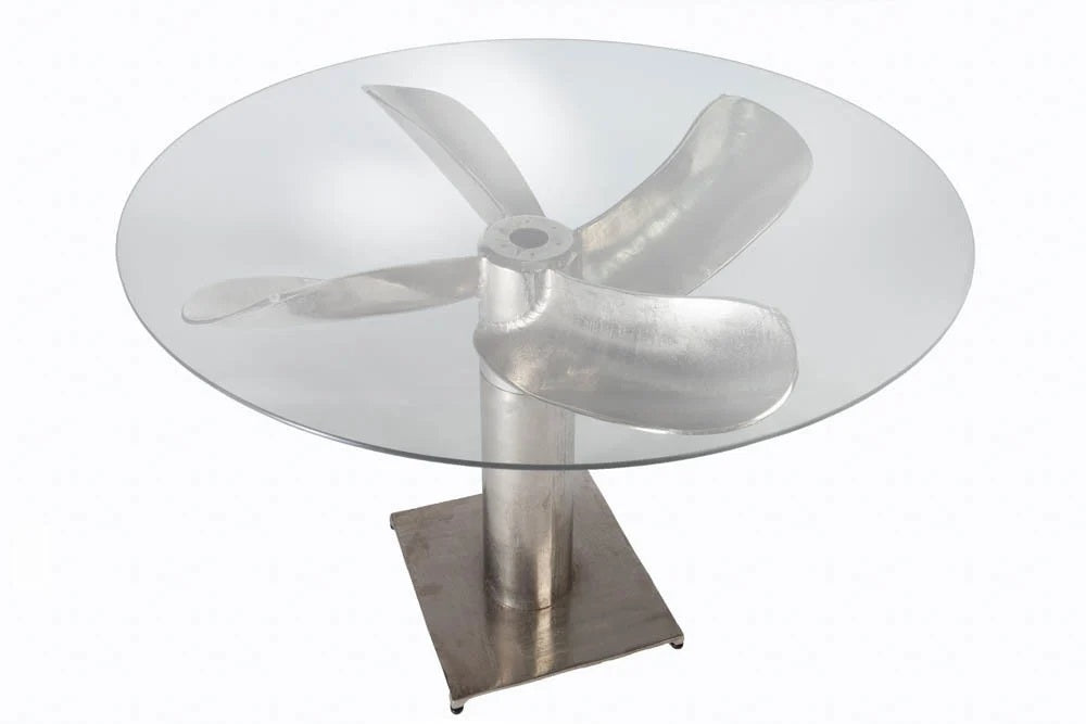 Design Esstisch ELICA 100cm silber-antik Aluminium Maritim
