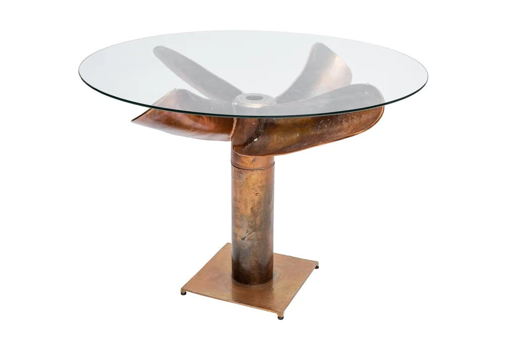 Design Esstisch ELICA 105cm kupfer Aluminium Schiffsschraube Maritim