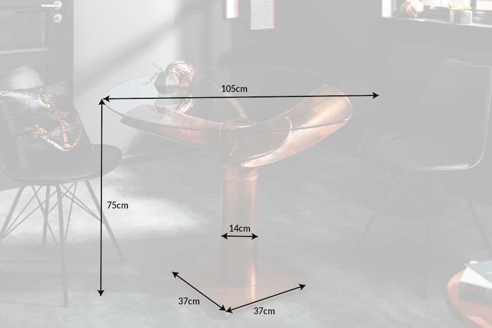 Design Esstisch ELICA 105cm kupfer Aluminium Schiffsschraube Maritim