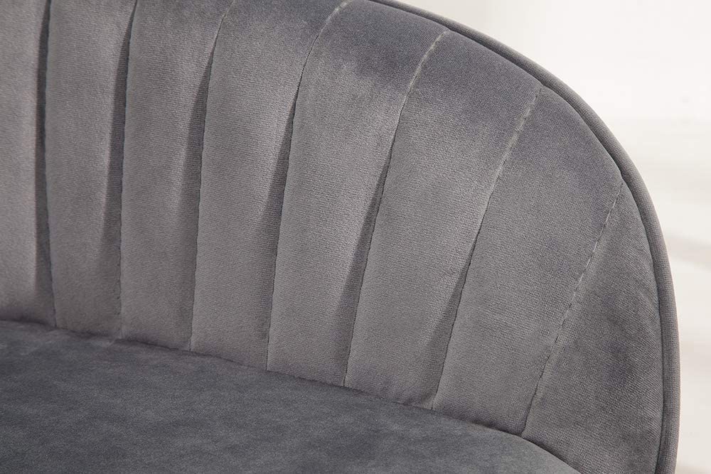 Eleganter Stuhl MILAN Samt grau Ziersteppung Armlehnen
