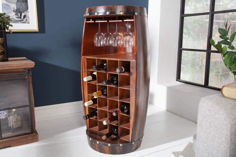 Flaschenregal BOTELLA 97cm braun Weinfass Pienienholz