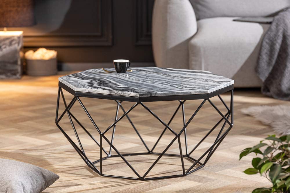 Exklusiver Couchtisch BIJOUX ca.70cm grau Marmor