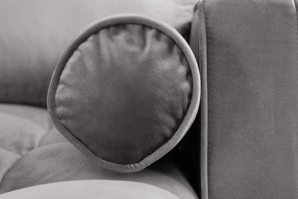Ecksofa 260cm Ottomane beidseitig COMFORT grau Samt Federkern