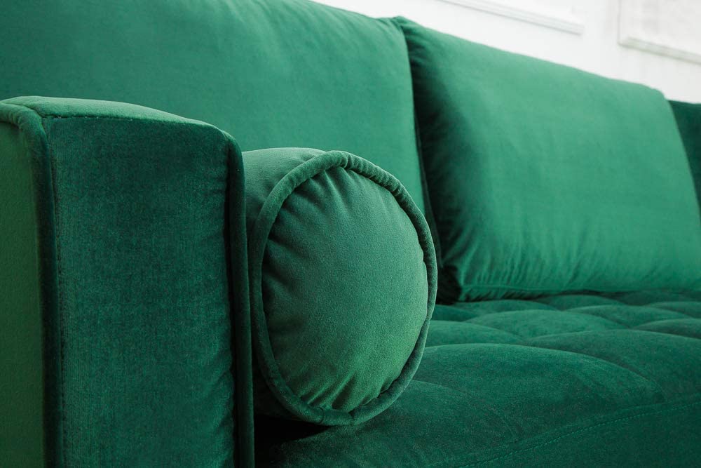 Ecksofa 260cm Ottomane beidseitig COMFORT grün Samt Federkern
