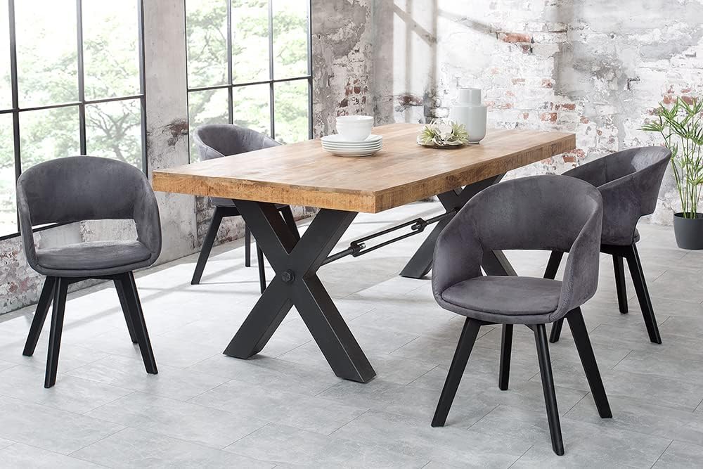 Design Stuhl DENMARK grau Mikrofaser schwarze Holzbeine