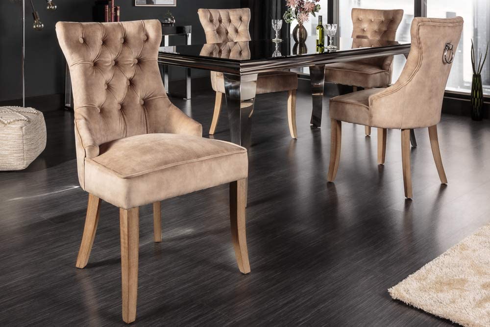 Edler Stuhl MODAN light-brown Samt mit Komfortgriff