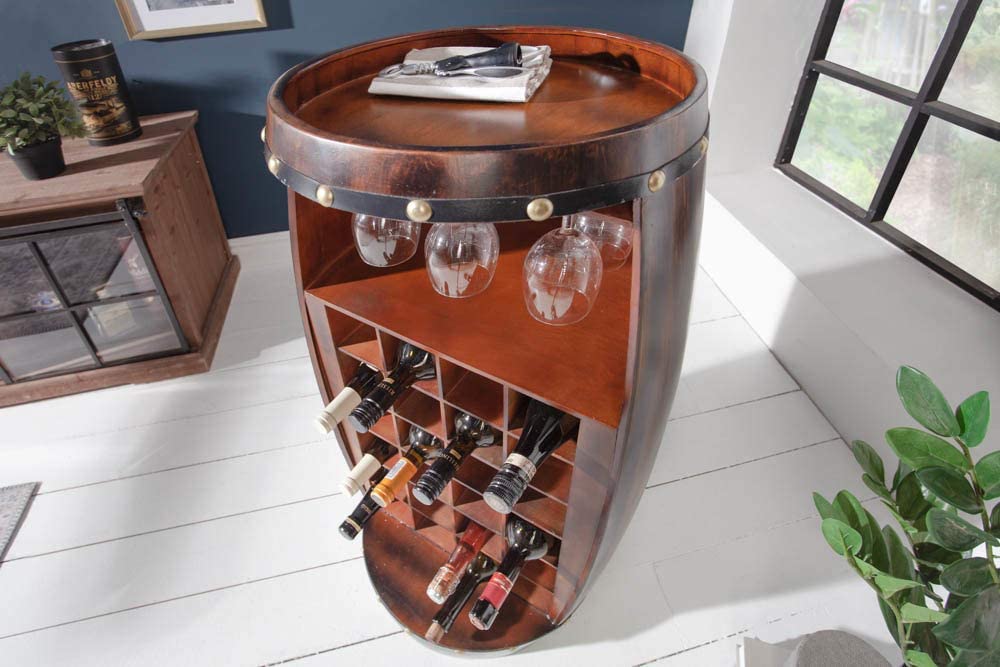 Flaschenregal BOTELLA 97cm braun Weinfass Pienienholz