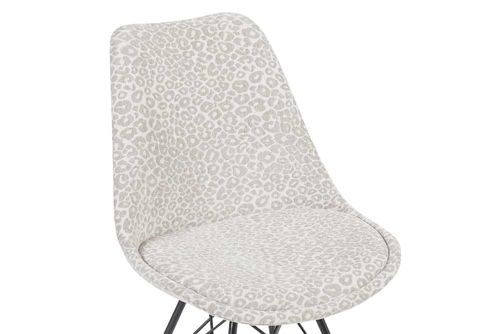 4er Set Design-Klassiker Stuhl NORWAY beige-grau Leopard-Muster