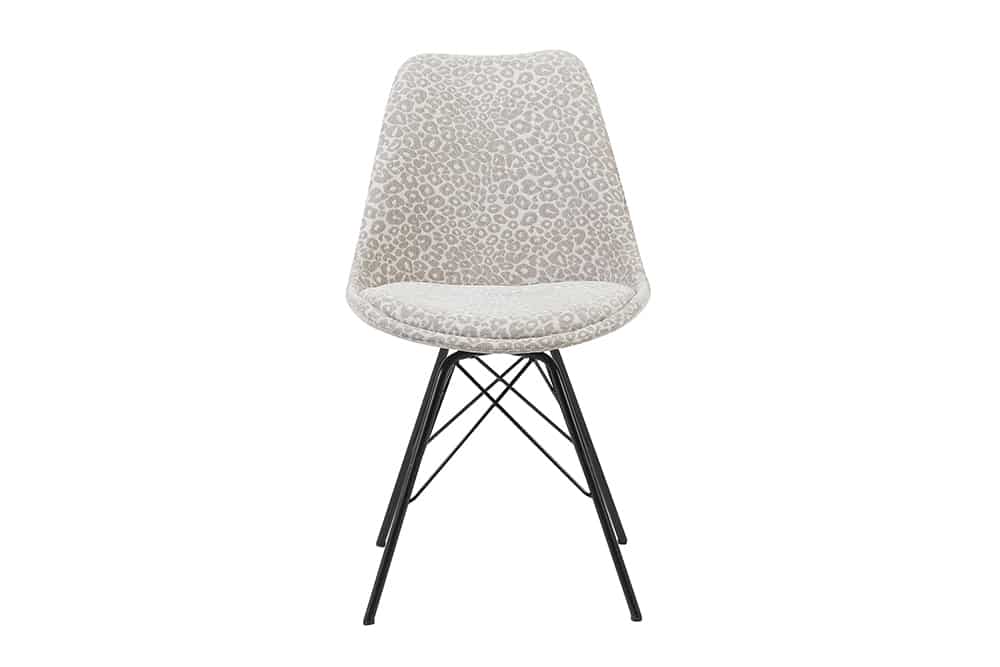 4er Set Design-Klassiker Stuhl NORWAY beige-grau Leopard-Muster