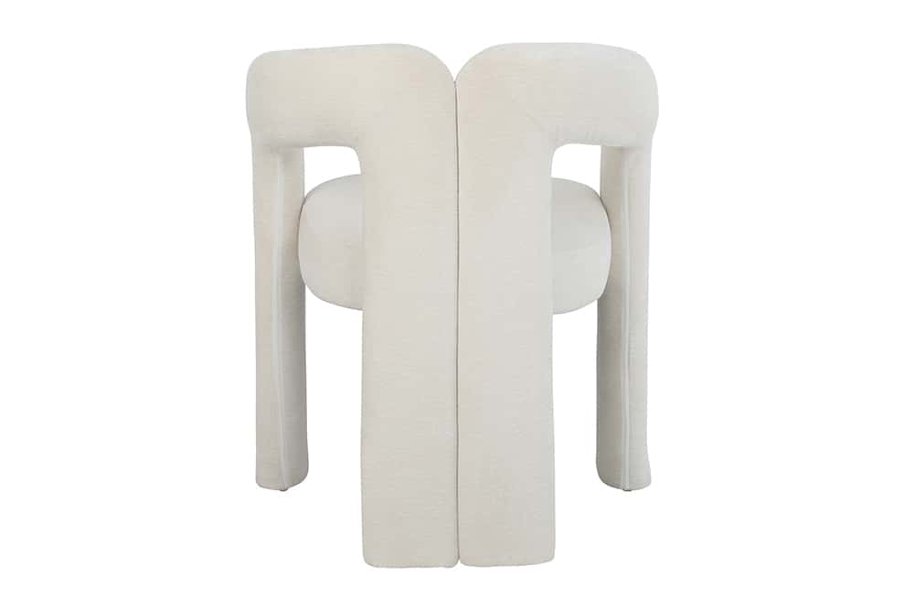 Design Stuhl REDONDO creme-weiss Chenille mit Armlehnen