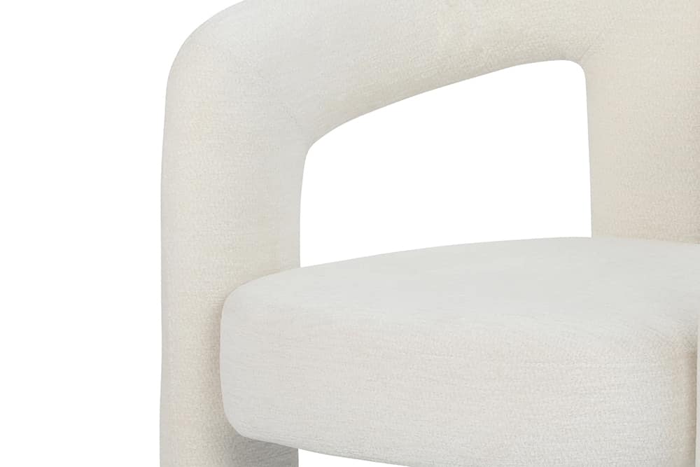 Design Stuhl REDONDO creme-weiss Chenille mit Armlehnen