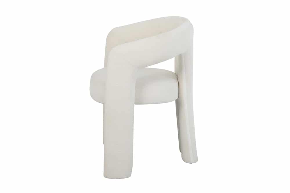 Design Stuhl REDONDO creme-weiss Chenille mit Armlehnen