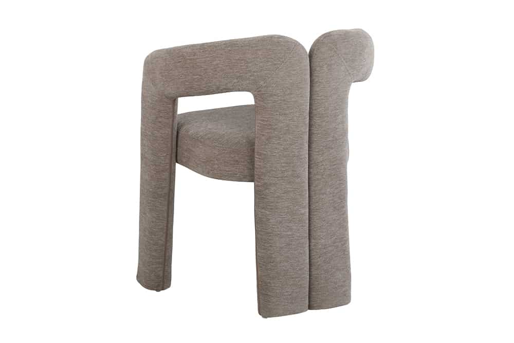 Design Stuhl REDONDO greige Chenille mit Armlehnen