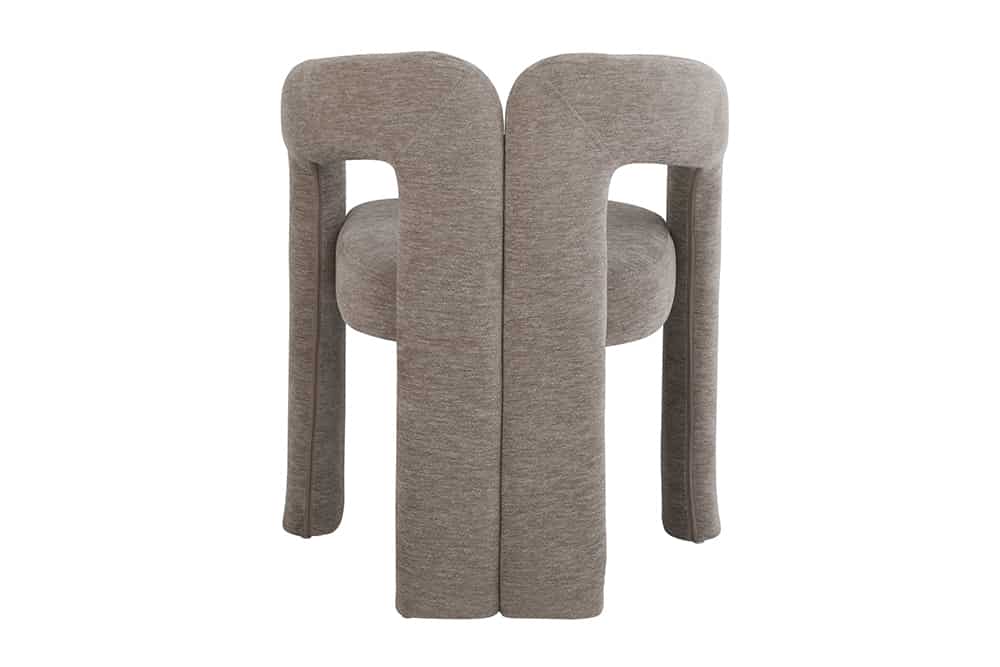 Design Stuhl REDONDO greige Chenille mit Armlehnen