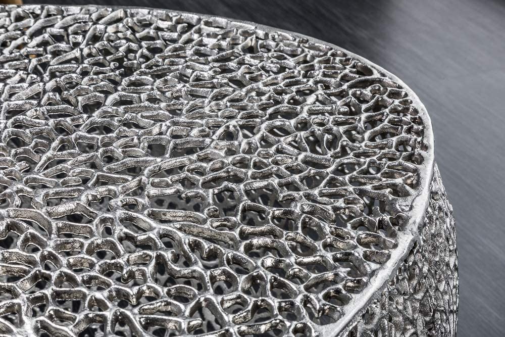 Extravaganter Couchtisch RIXOS ca.120cm Metall silber Handarbeit