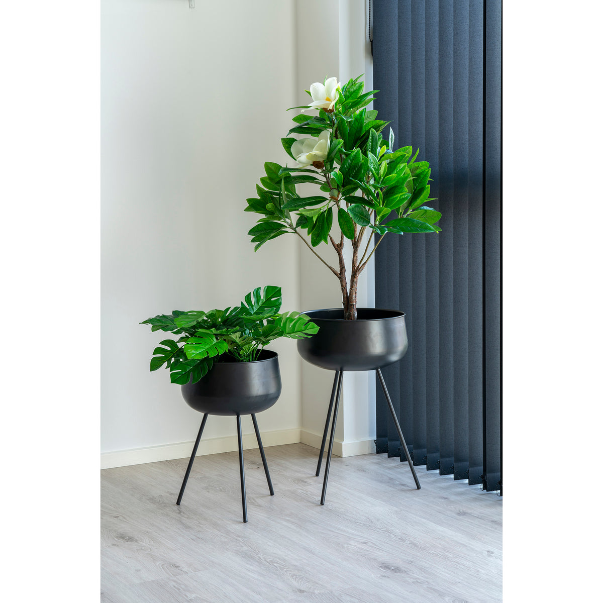 Modernes Blumentopf-Set (2-tlg.) DOLA schwarz – LebensWohnArt