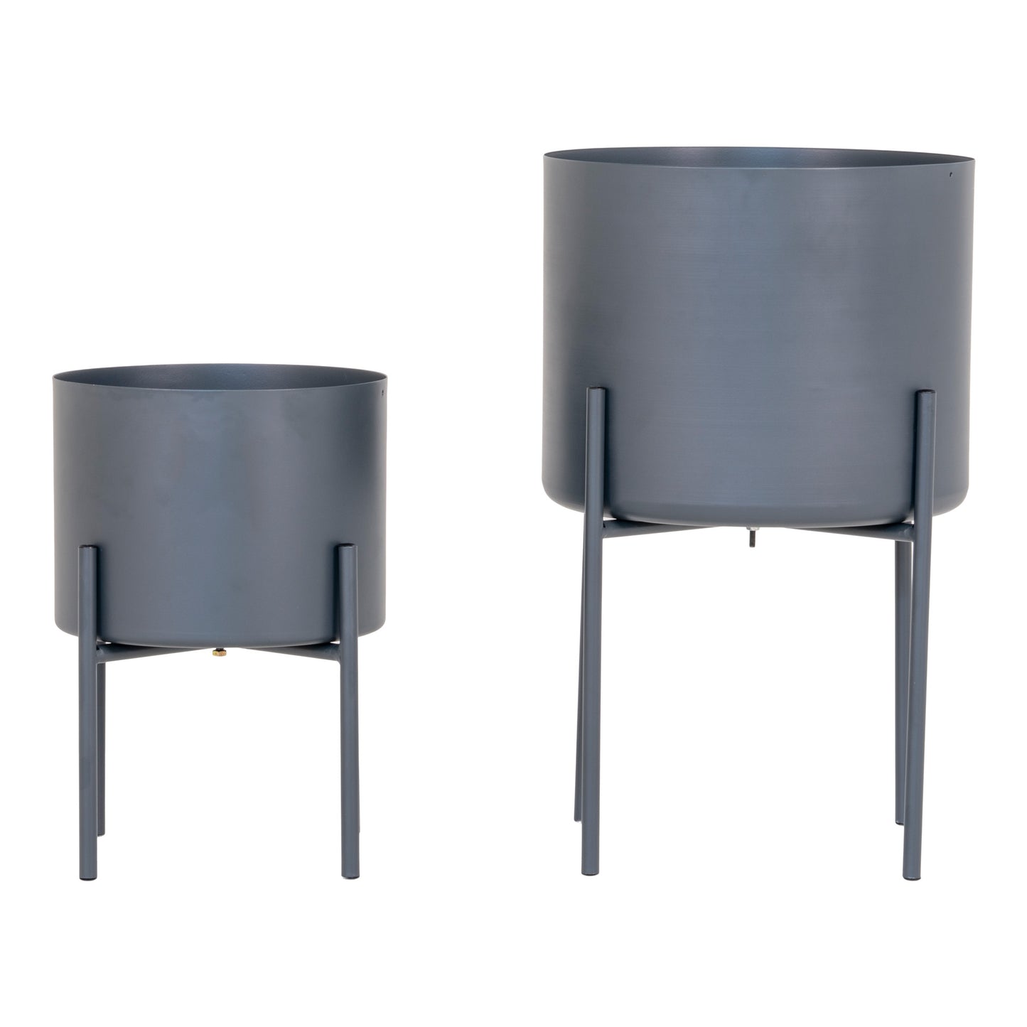 Modernes 2-tlg. Blumentopf-Set aus Metall grau