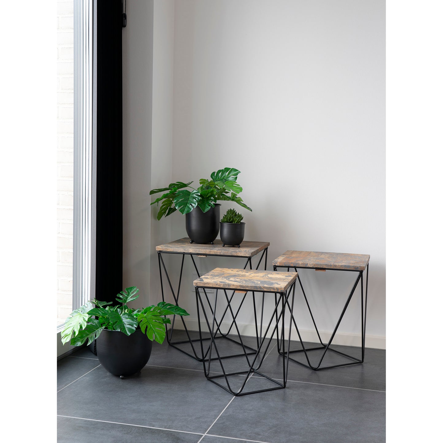 Modernes 3-tlg. Blumentopf-Set VANO aus Metall