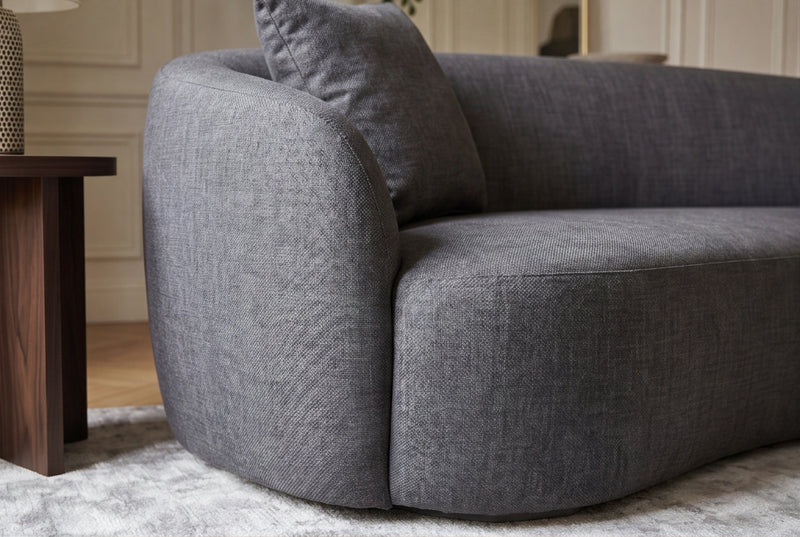 Design Sofa ARCO grau 2-Sitzer Couch Samt 180 cm Federkern