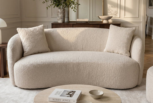 Design Sofa ARCO champagner beige 2-Sitzer Bouclé 180cm Federkern