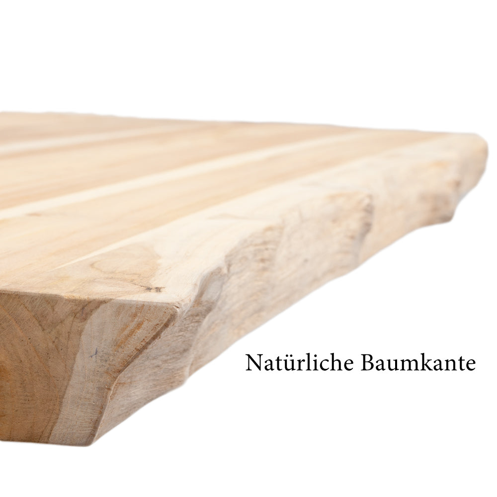 Teak Esstischplatte LIVING EDGE GARDEN Baumkante - diverse Größen