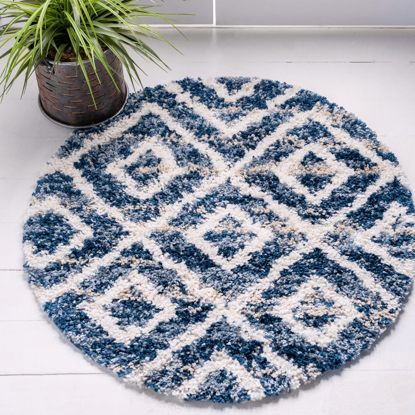Teppich "Top Shag" Rund Blau 100x100 cm