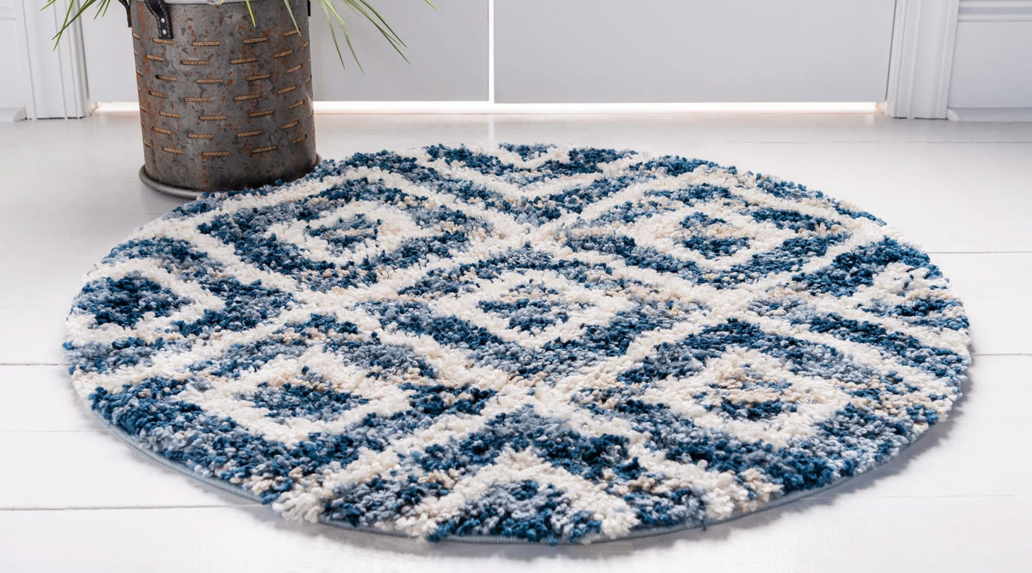 Teppich "Top Shag" Rund Blau 100x100 cm