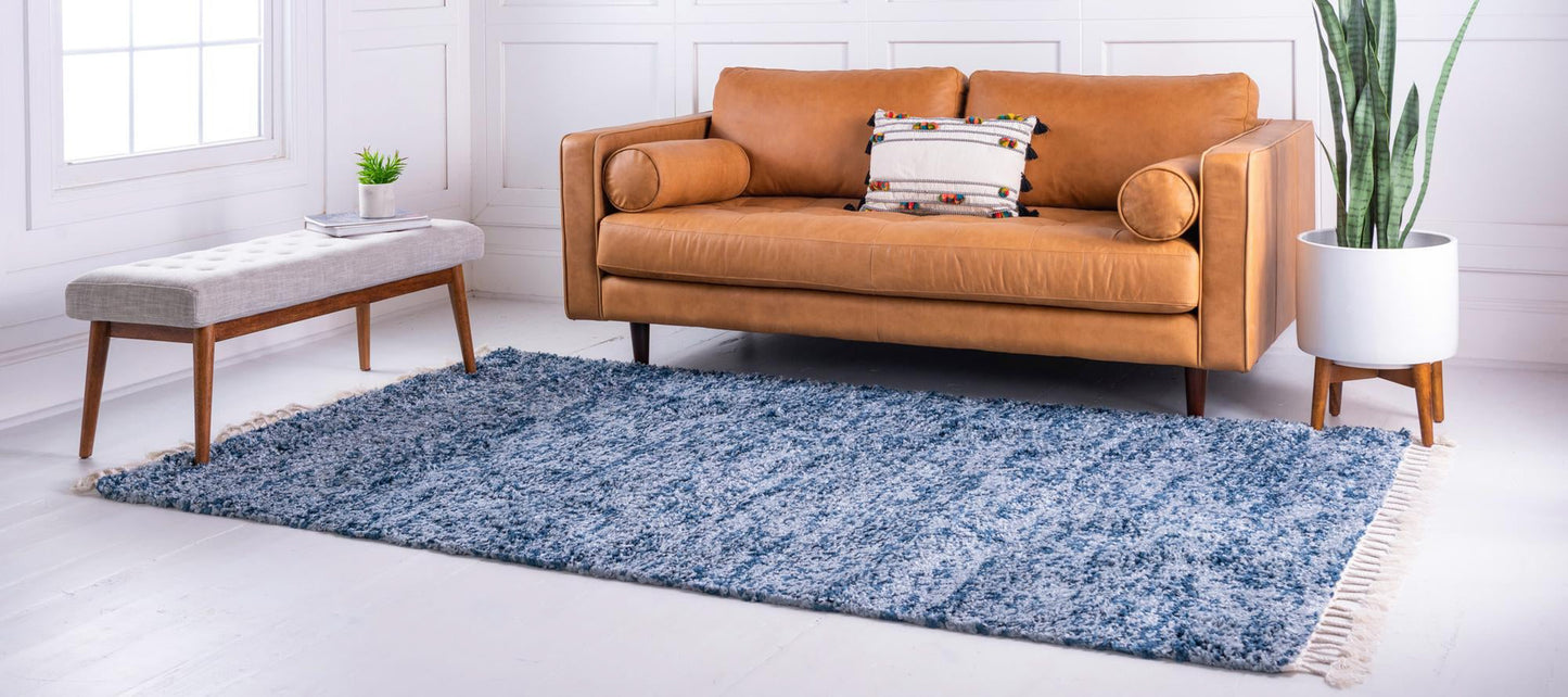 Teppich High Shaggy Rechteckig Blau verschiedene Größen