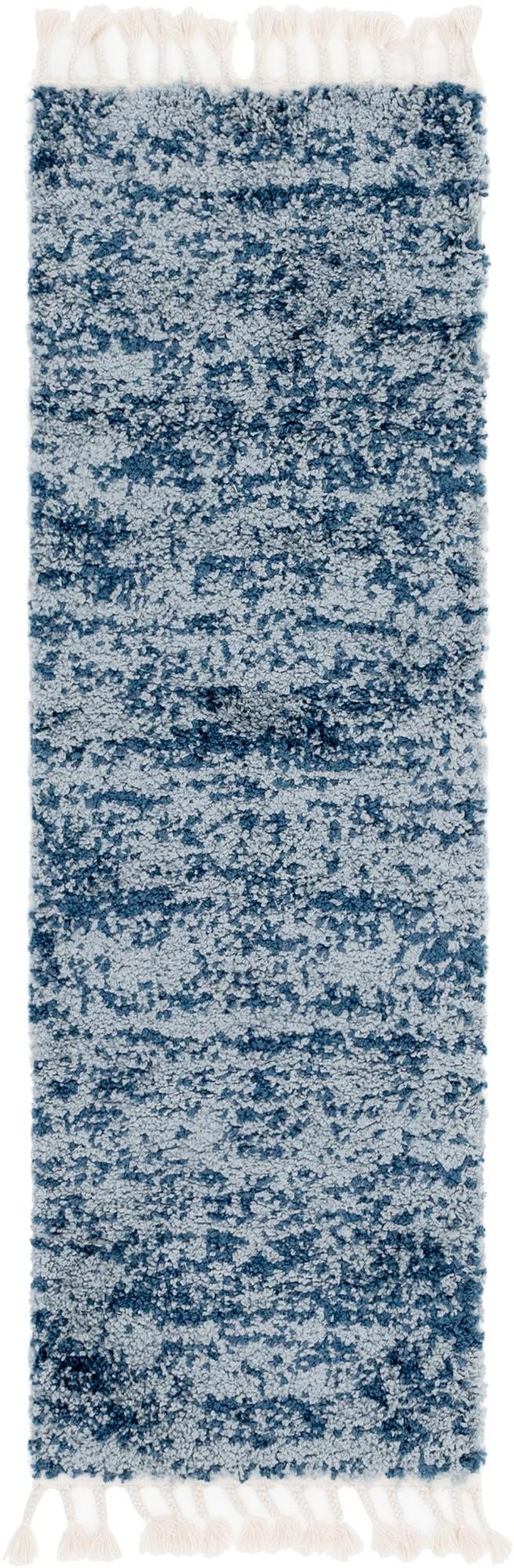 Teppich "High Shaggy" Läufer Blau 80x250 cm