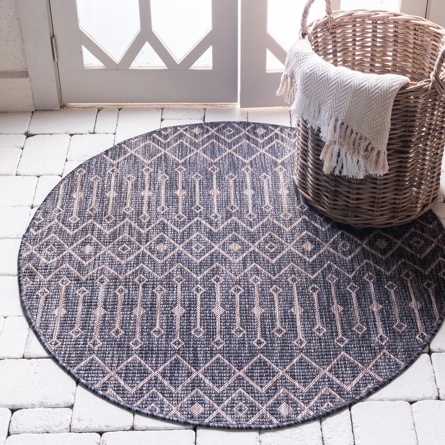 Teppich "OUTDOOR CIATO" Rund Holzkohle Grau 120x120 cm