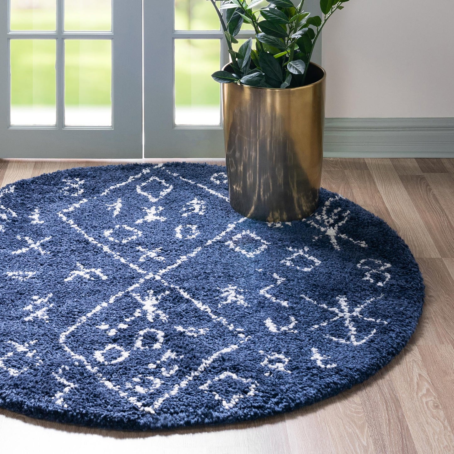 Teppich "MARA Shaggy" Rund Marineblau 150x150 cm