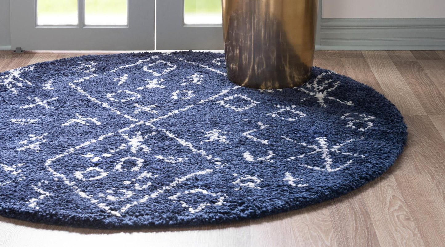 Teppich "MARA Shaggy" Rund Marineblau 150x150 cm