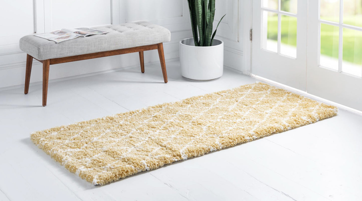 Teppich MARA Shaggy Läufer Gold-Gelb 80x185 cm