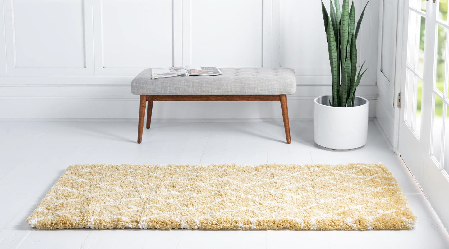 Teppich MARA Shaggy Läufer Gold-Gelb 80x305 cm