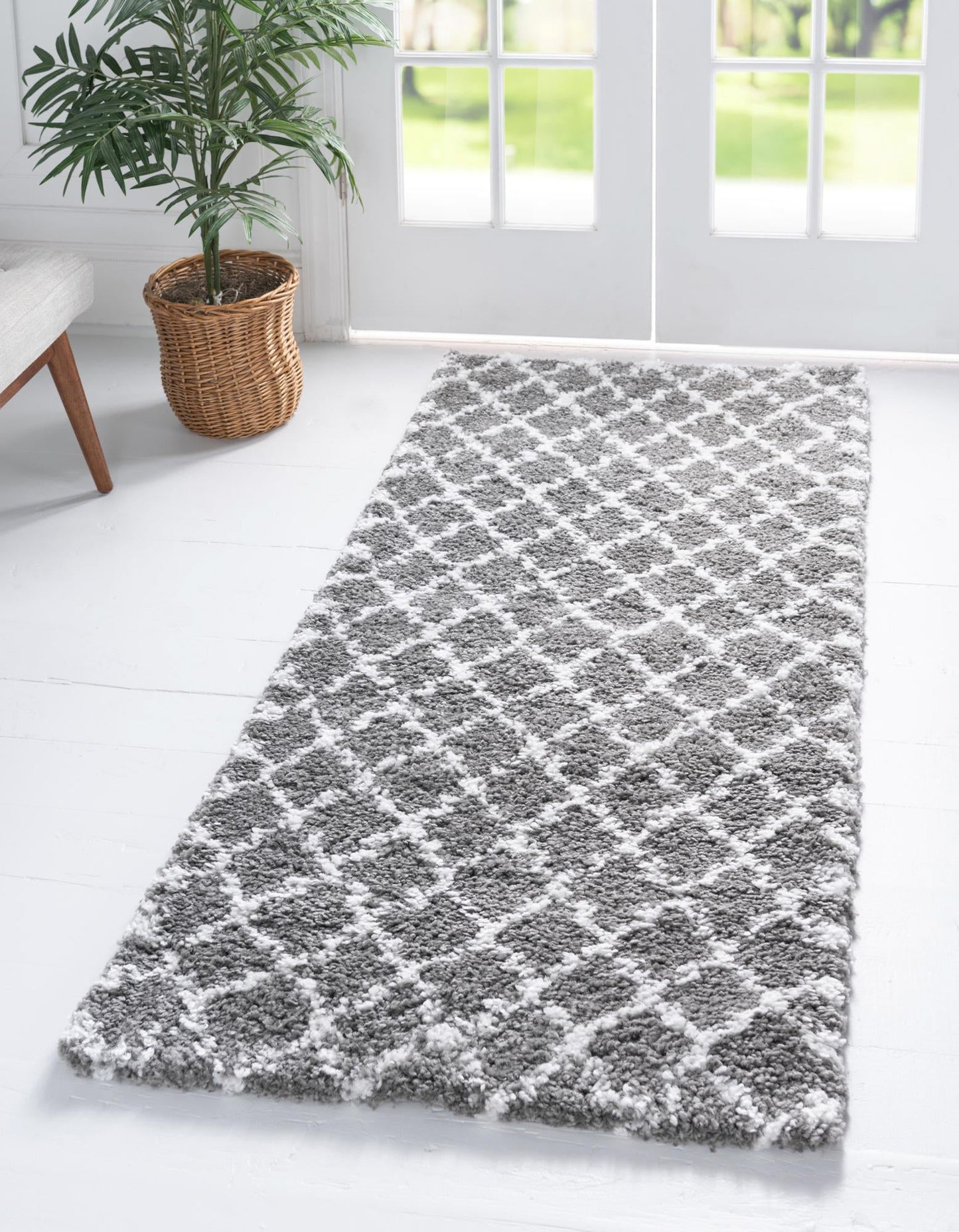 Teppich "MARA Shaggy" Läufer Grau-Grün 80x305 cm
