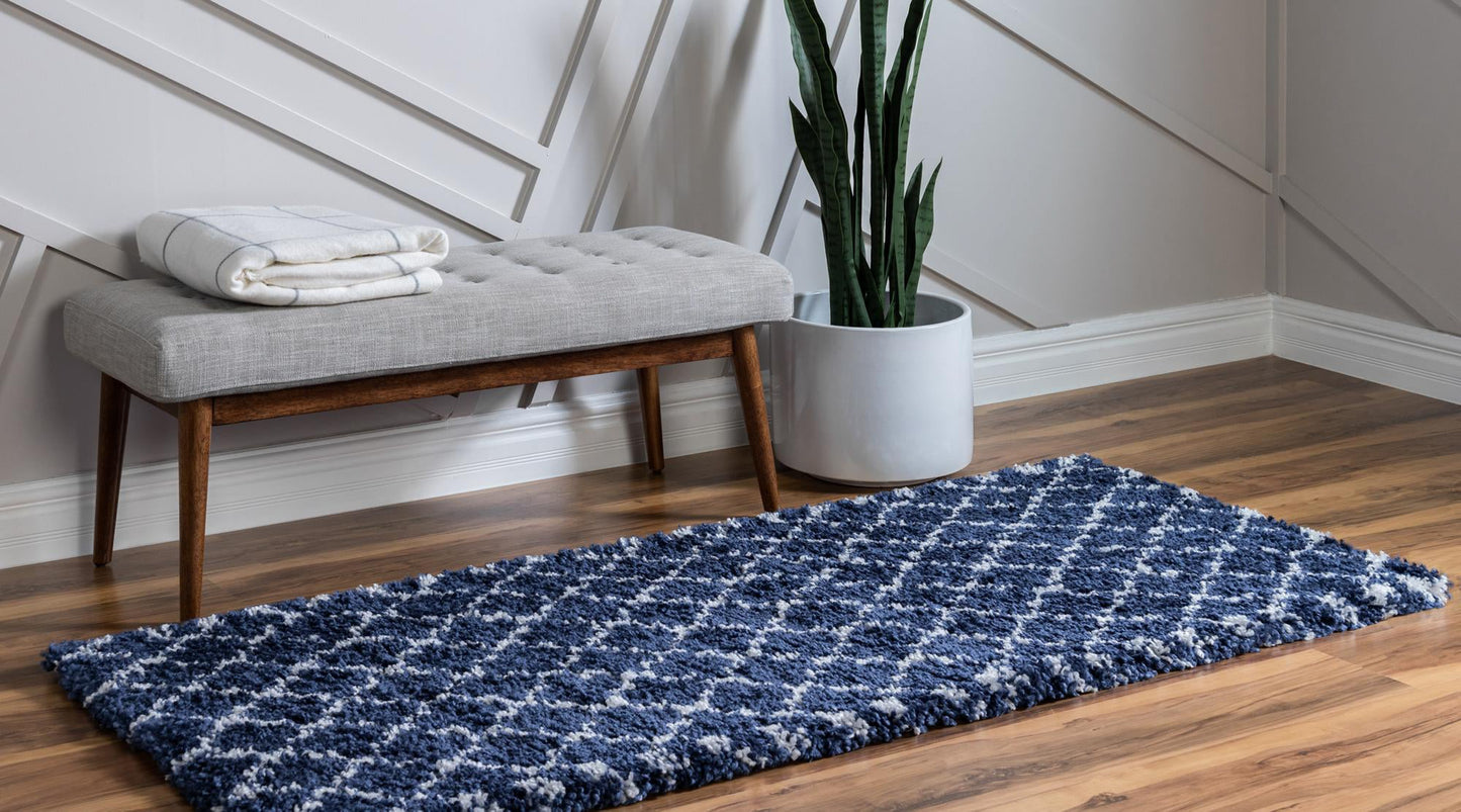 Teppich MARA Shaggy Läufer Ultra-Marineblau 80x305 cm