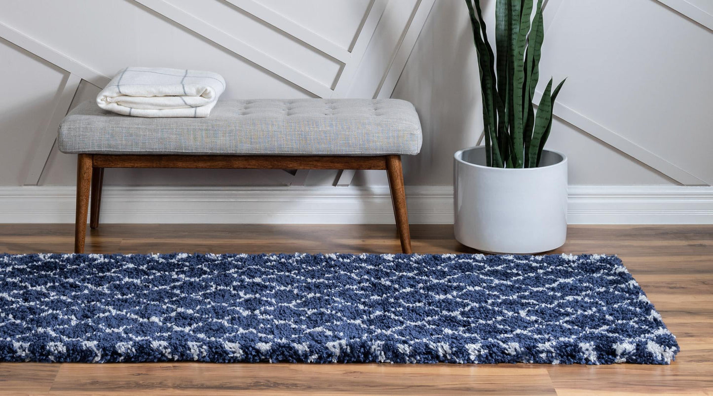 Teppich MARA Shaggy Läufer Ultra-Marineblau 80x305 cm