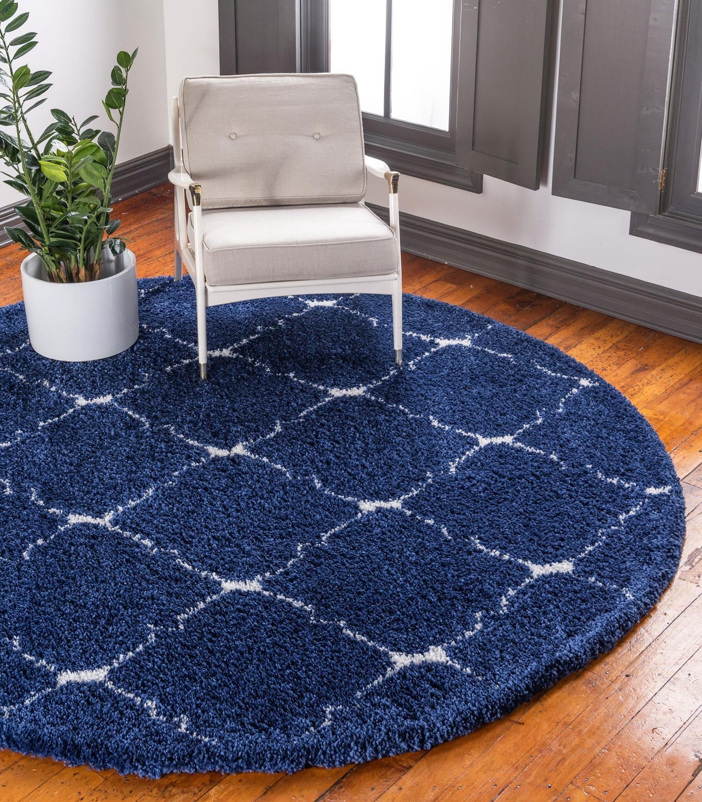 Teppich "MARA Shaggy" Rund Dunkel-Marineblau 150x150 cm
